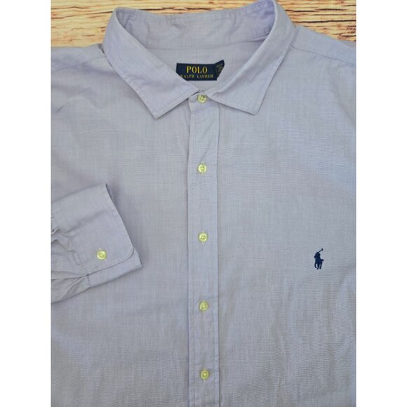 Polo Ralph Lauren Mens Classic Fit Long Sleeve Shirt 4XB Lavender Cotton - Picture 4 of 8